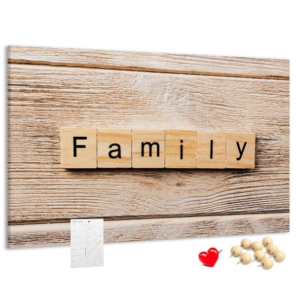 Cork display board Family lettering