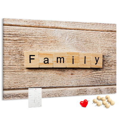 Cork display board Family lettering