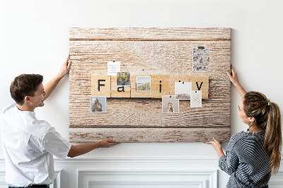 Cork display board Family lettering