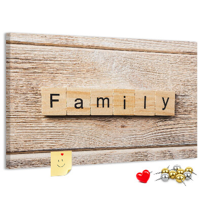 Cork display board Family lettering