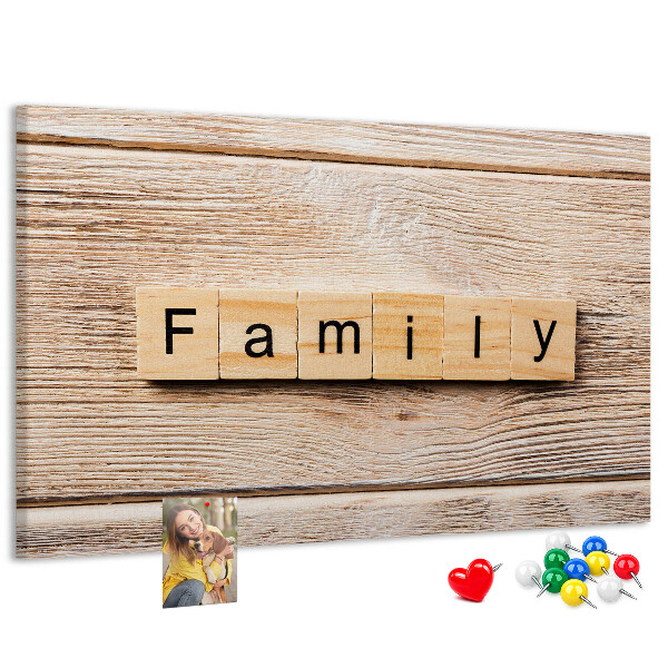 Cork display board Family lettering