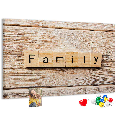 Cork display board Family lettering