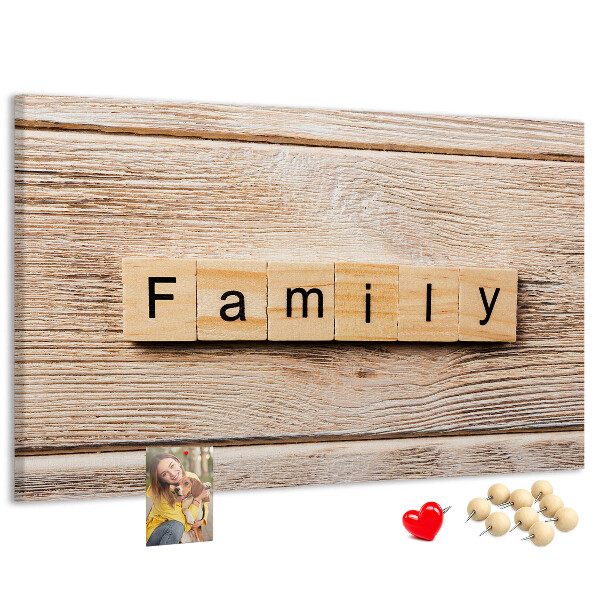 Cork display board Family lettering
