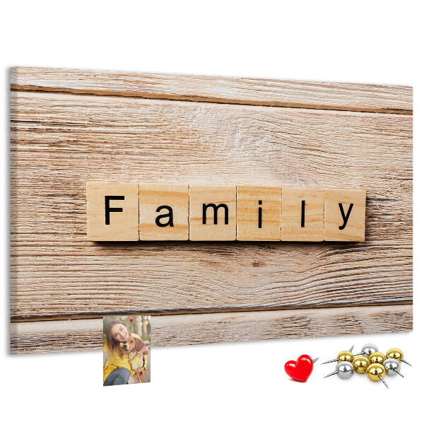 Cork display board Family lettering