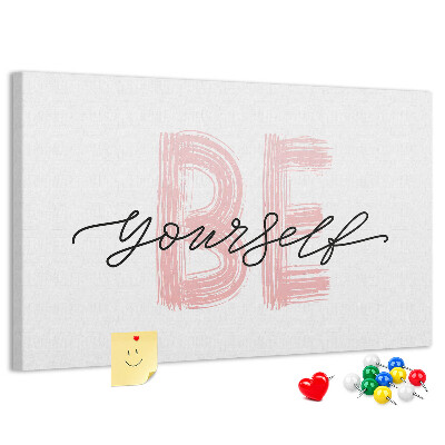 Cork memo board Be yourself lettering
