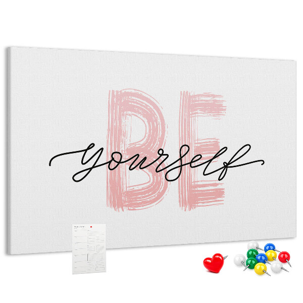 Cork memo board Be yourself lettering