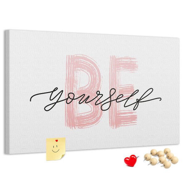 Cork memo board Be yourself lettering