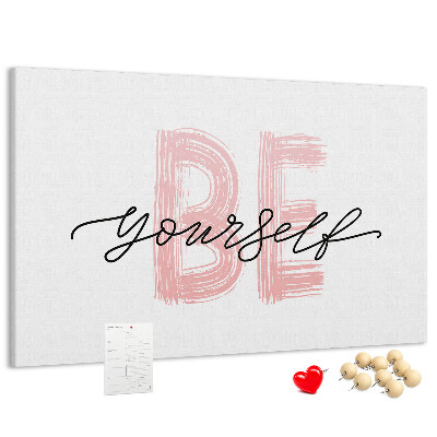 Cork memo board Be yourself lettering