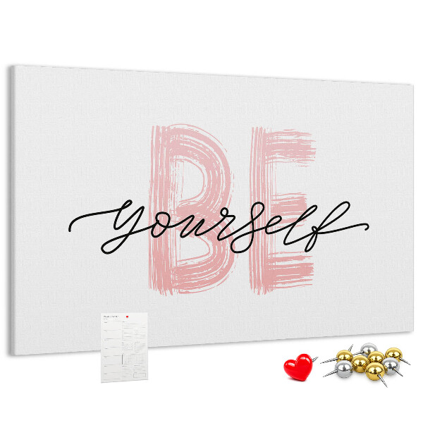 Cork memo board Be yourself lettering