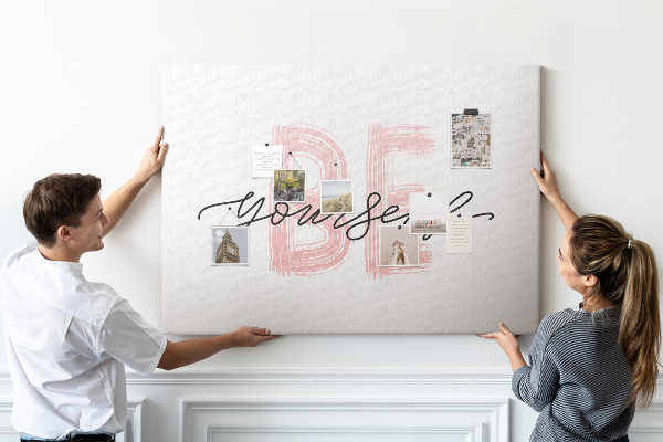 Cork memo board Be yourself lettering