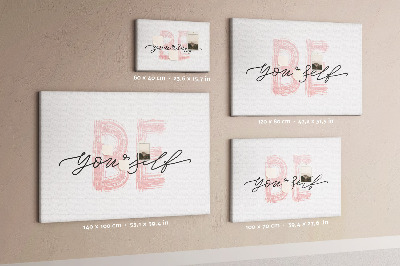 Cork memo board Be yourself lettering