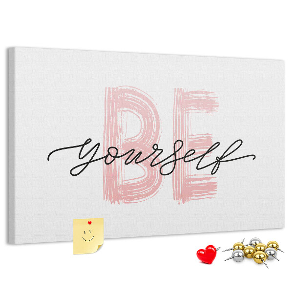 Cork memo board Be yourself lettering
