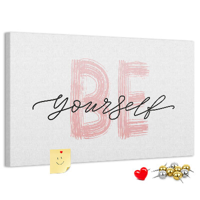 Cork memo board Be yourself lettering