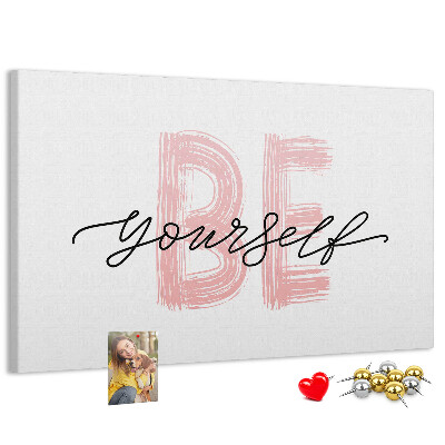 Cork memo board Be yourself lettering