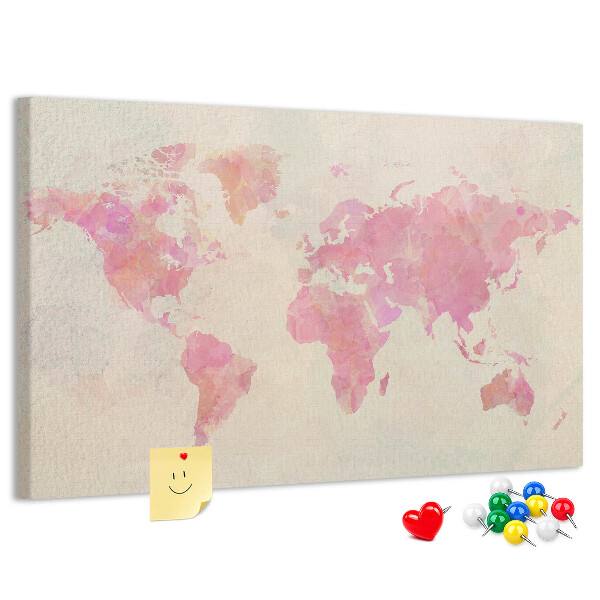 Cork display board Watercolor world map