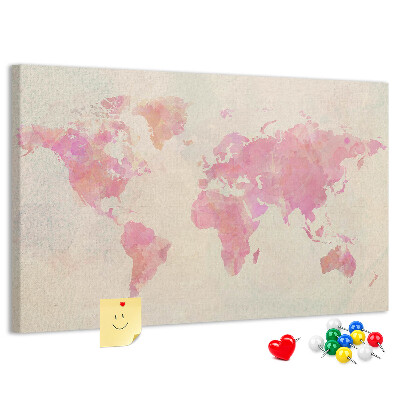 Cork display board Watercolor world map