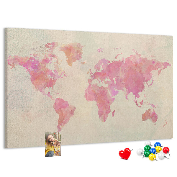 Cork display board Watercolor world map