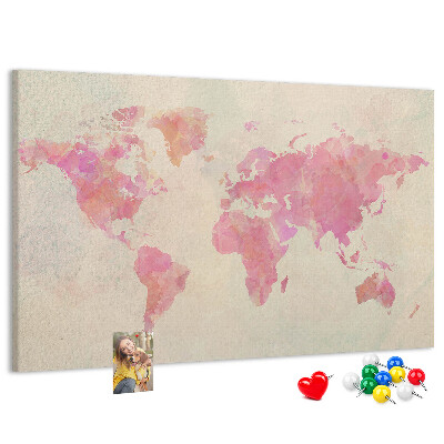 Cork display board Watercolor world map