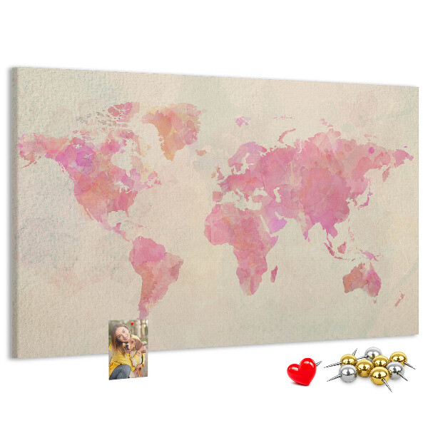 Cork display board Watercolor world map