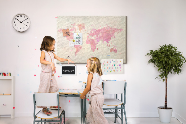 Cork display board Watercolor world map