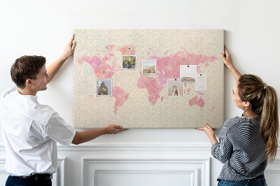 Cork display board Watercolor world map