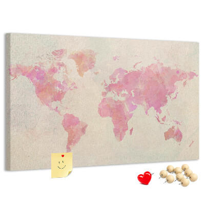 Cork display board Watercolor world map