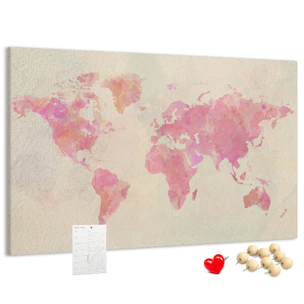 Cork display board Watercolor world map