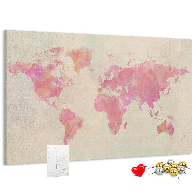 Cork display board Watercolor world map