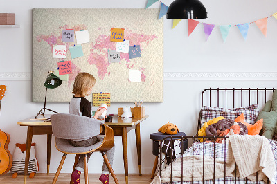 Cork display board Watercolor world map
