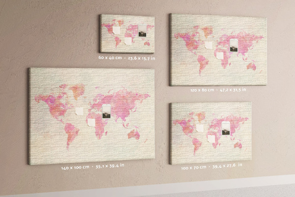 Cork display board Watercolor world map