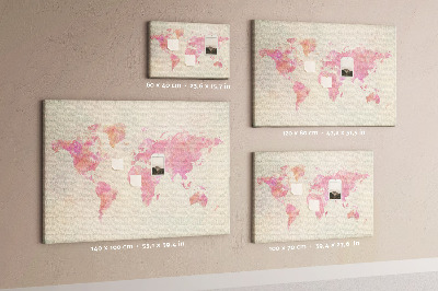 Cork display board Watercolor world map