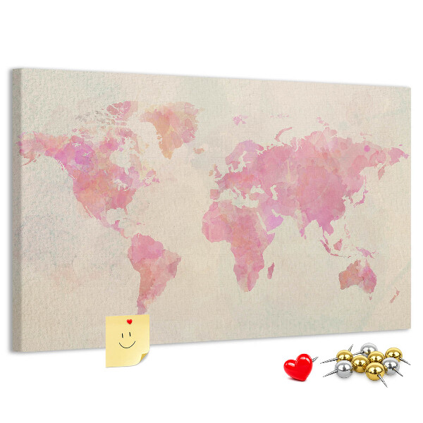 Cork display board Watercolor world map