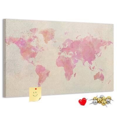 Cork display board Watercolor world map