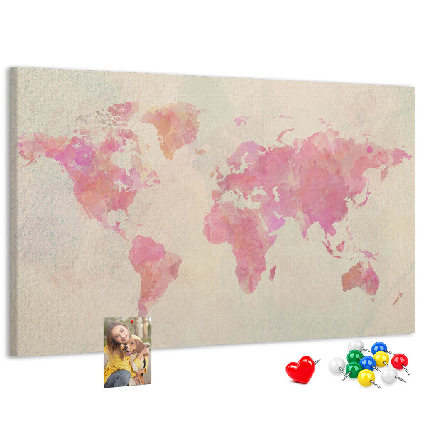 Cork display board Watercolor world map