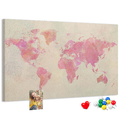 Cork display board Watercolor world map