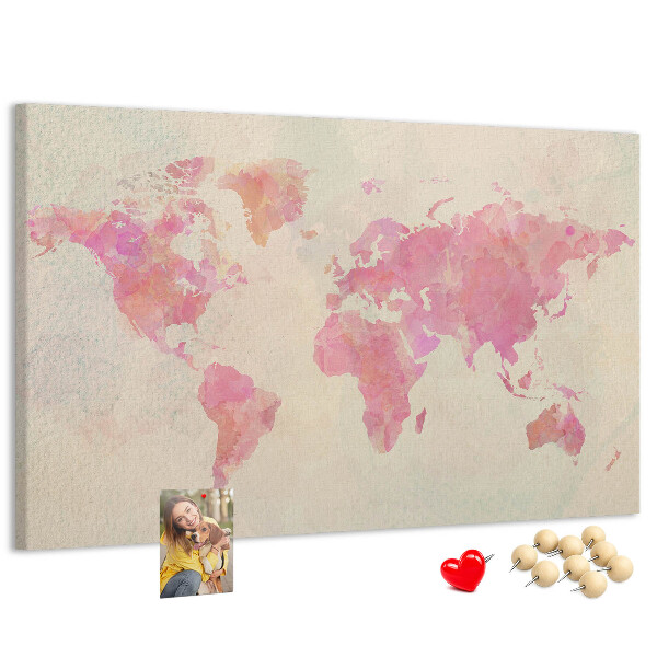 Cork display board Watercolor world map