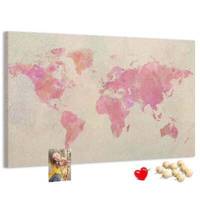 Cork display board Watercolor world map