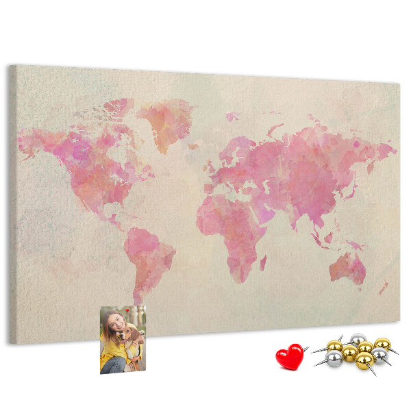 Cork display board Watercolor world map