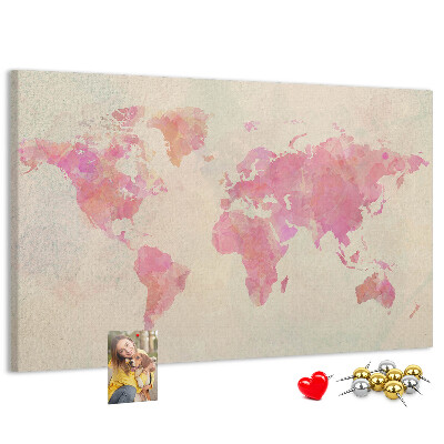 Cork display board Watercolor world map