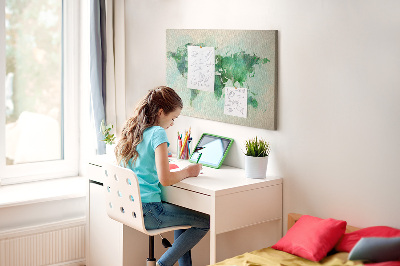 Cork memo board Watercolor world map