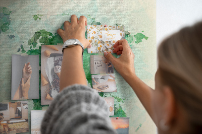 Cork memo board Watercolor world map