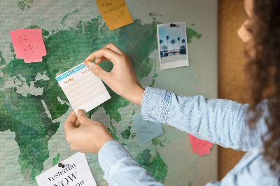 Cork memo board Watercolor world map