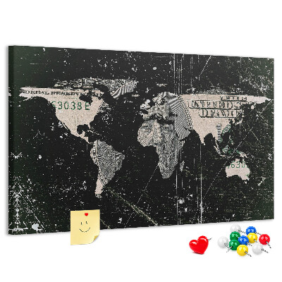Cork board Dollar world map