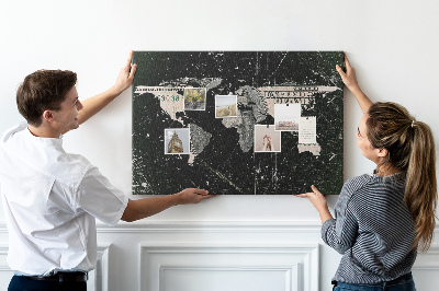 Cork board Dollar world map