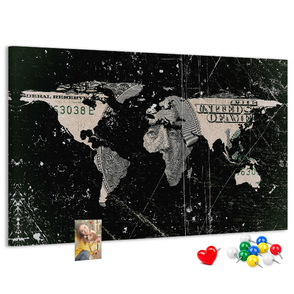 Cork board Dollar world map