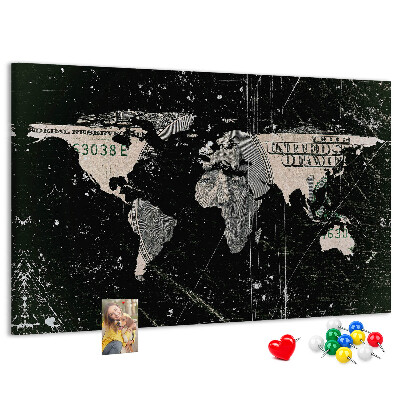 Cork board Dollar world map