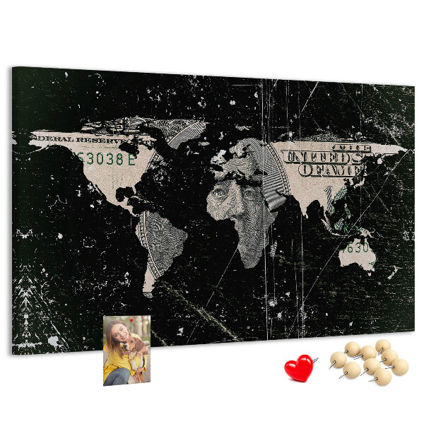 Cork board Dollar world map