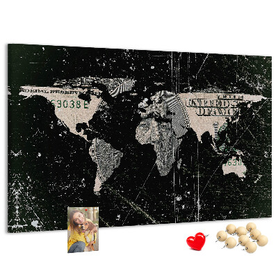 Cork board Dollar world map