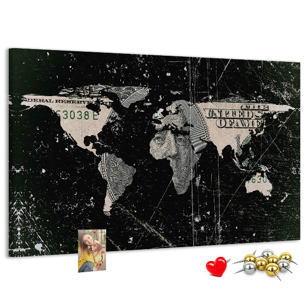 Cork board Dollar world map