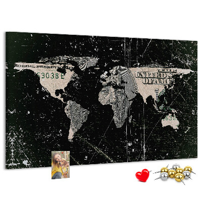 Cork board Dollar world map